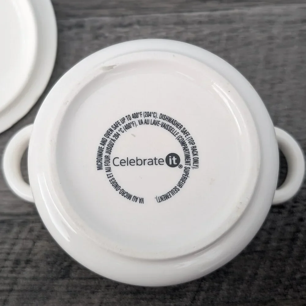 White Ceramic Mini Cocotte with Floral Design on Lid